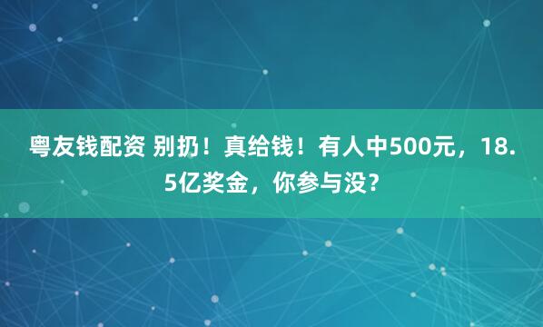 粤友钱配资 别扔！真给钱！有人中500元，18.5亿奖金，你参与没？